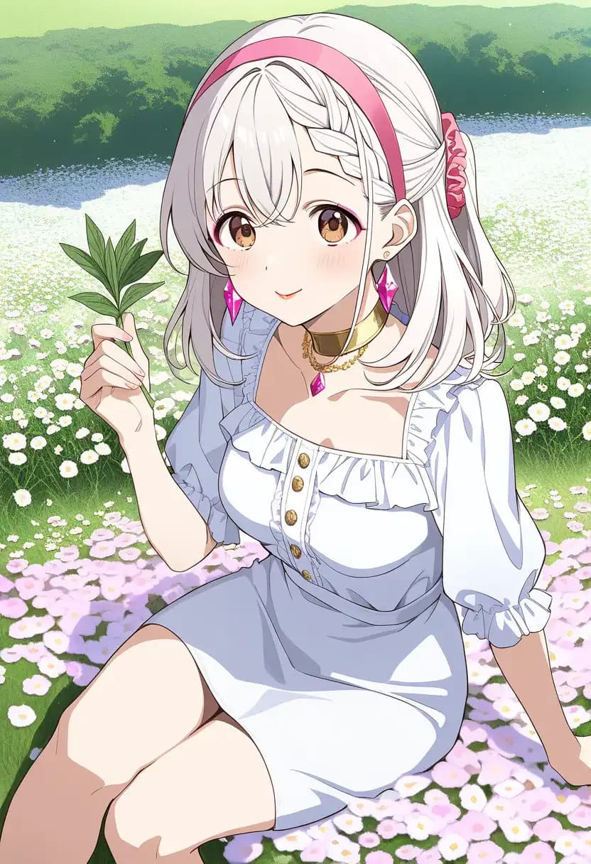 ハーブを摘んでご満悦の和夏ちゃん